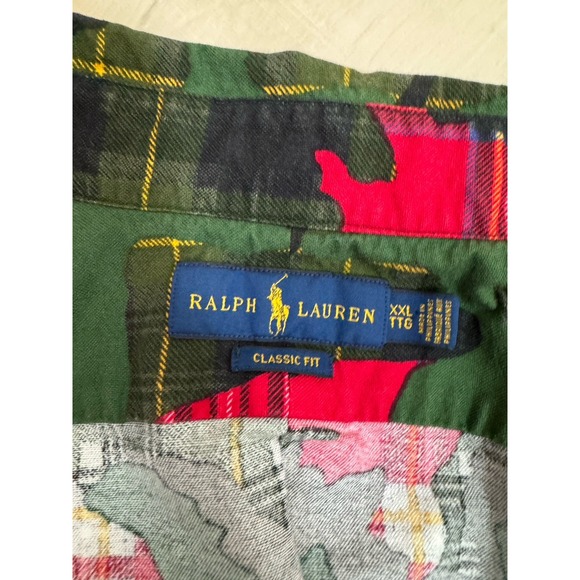 Ralph Lauren Stuart Plaid Military Camo Button Down Shirt Long Sleeve Mens 2XL - Picture 6 of 8